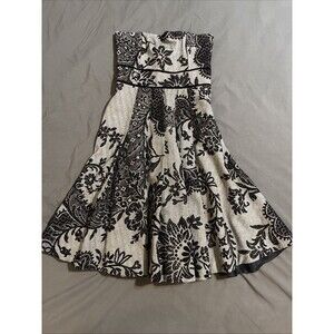 Tibi Women’s Strapless Cocktail Dress Size 4 Gray And Black Floral
